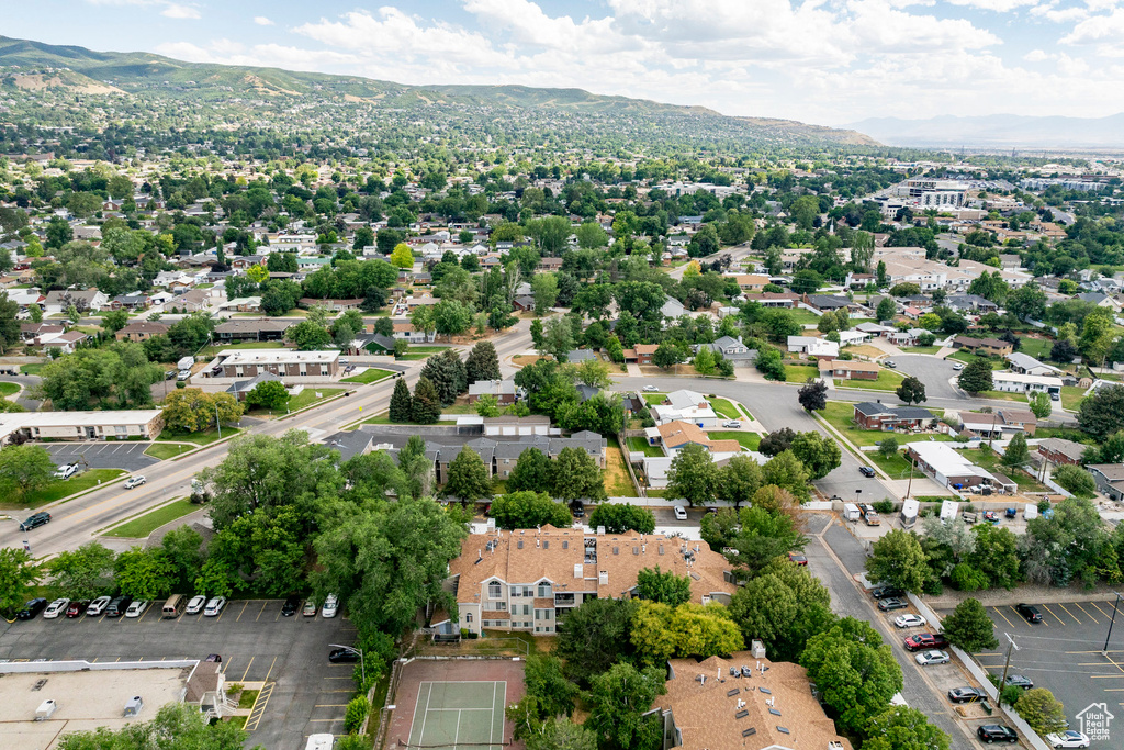 Drone / aerial view of a mountainous background