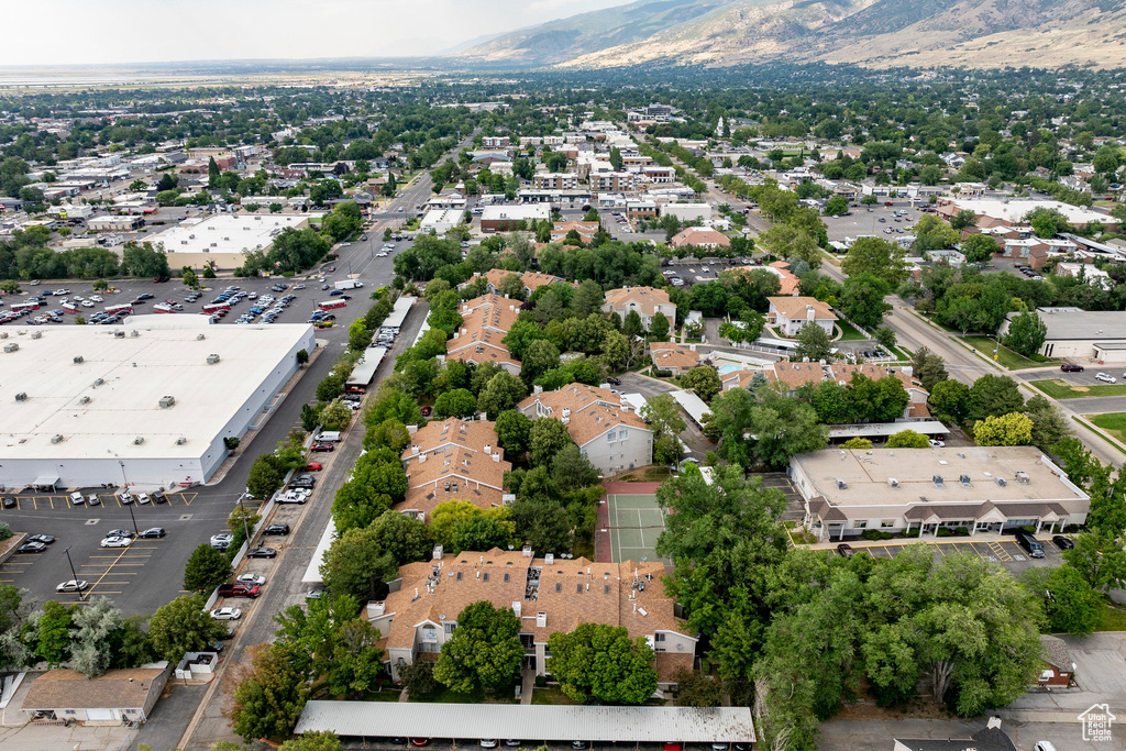 Drone / aerial view of a mountain backdrop