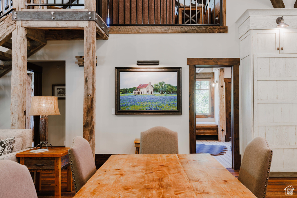 Dining area featuring wood finished floors