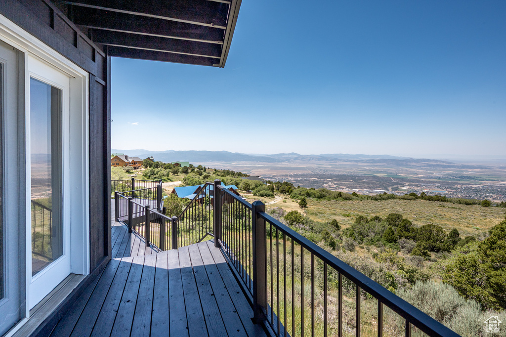 Balcony with a mountain view
