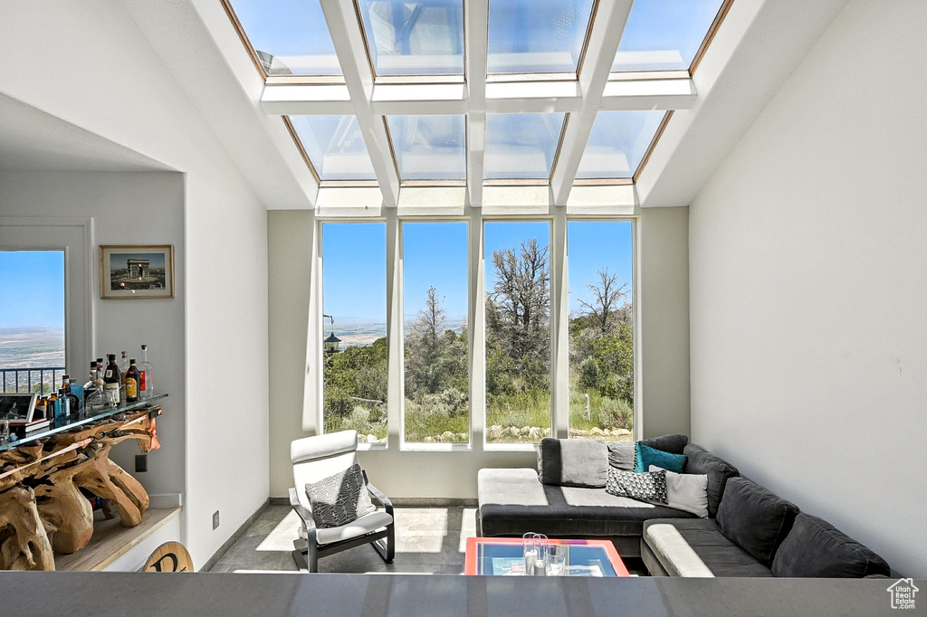 Living area featuring a skylight