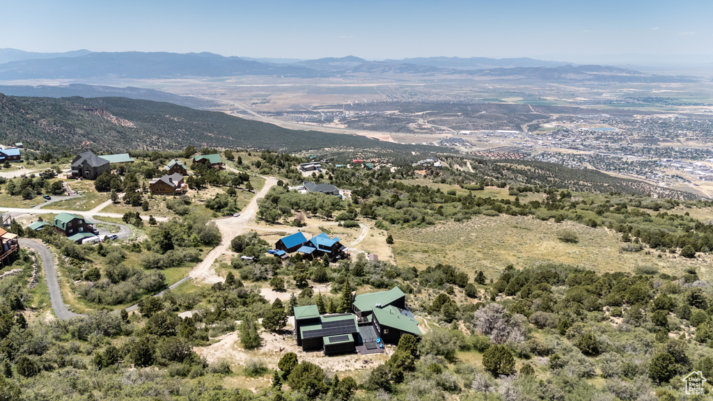 Bird's eye view of a mountain backdrop