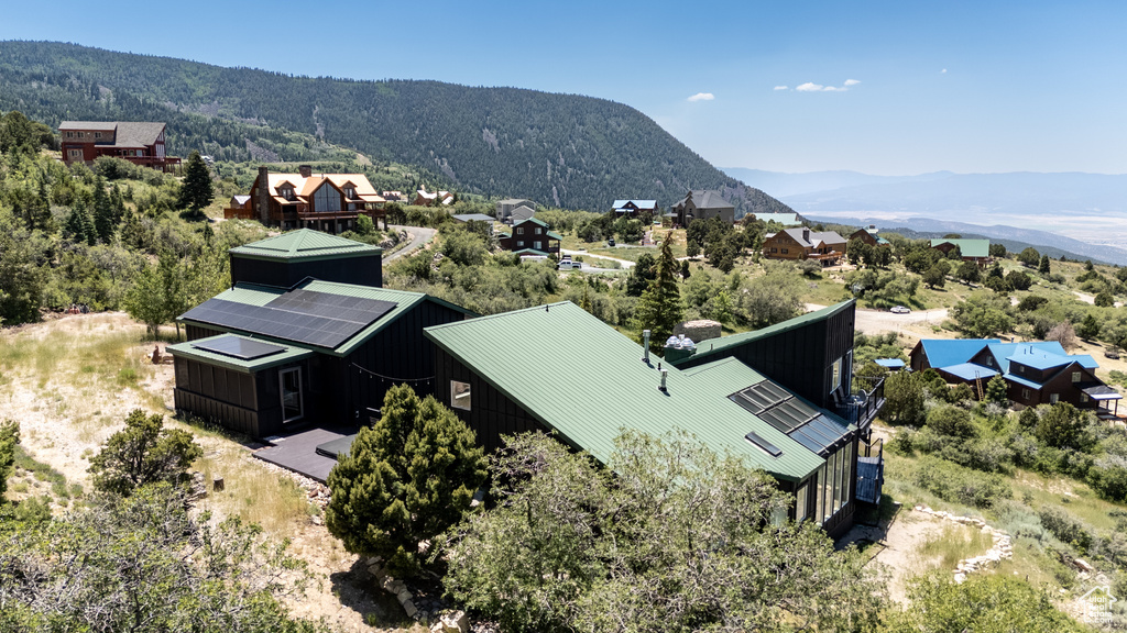 View from above of property with mountains