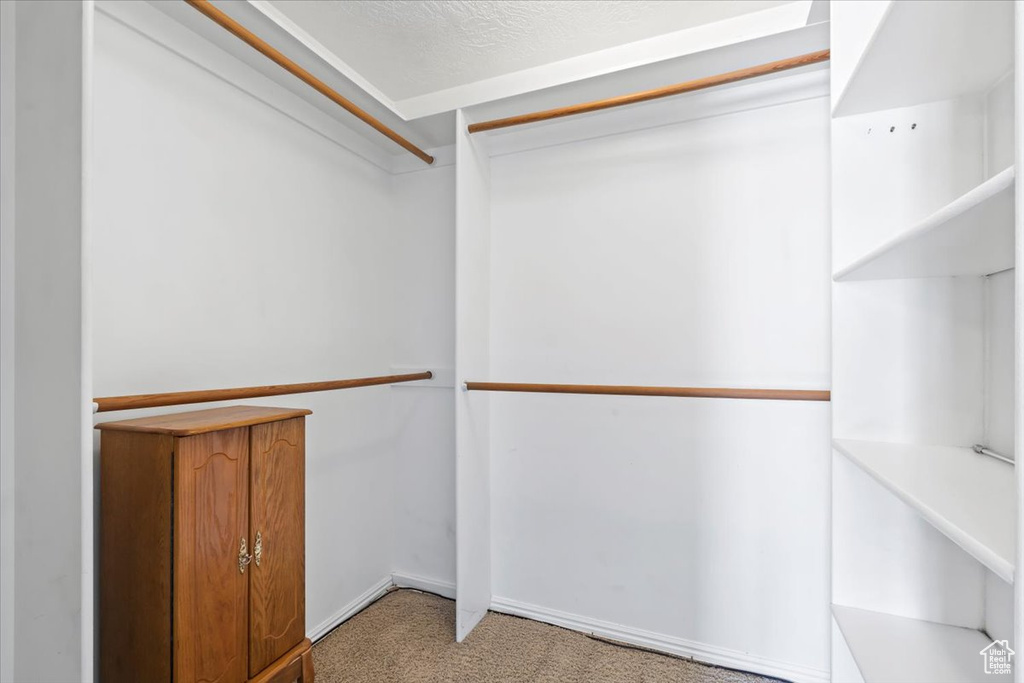 Walk in closet featuring carpet flooring
