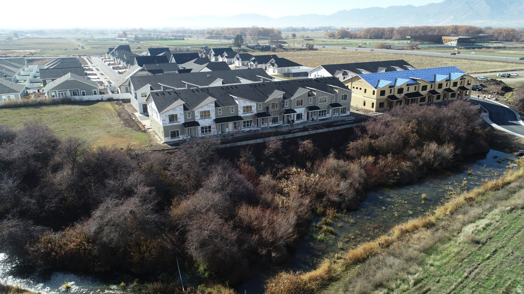 Aerial perspective of suburban area