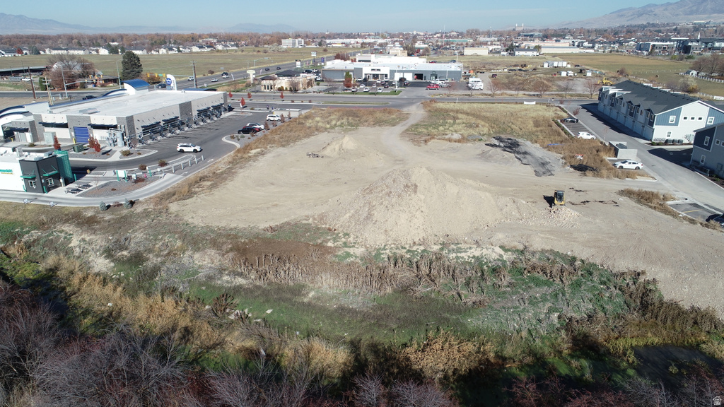Aerial view of a mountain backdrop