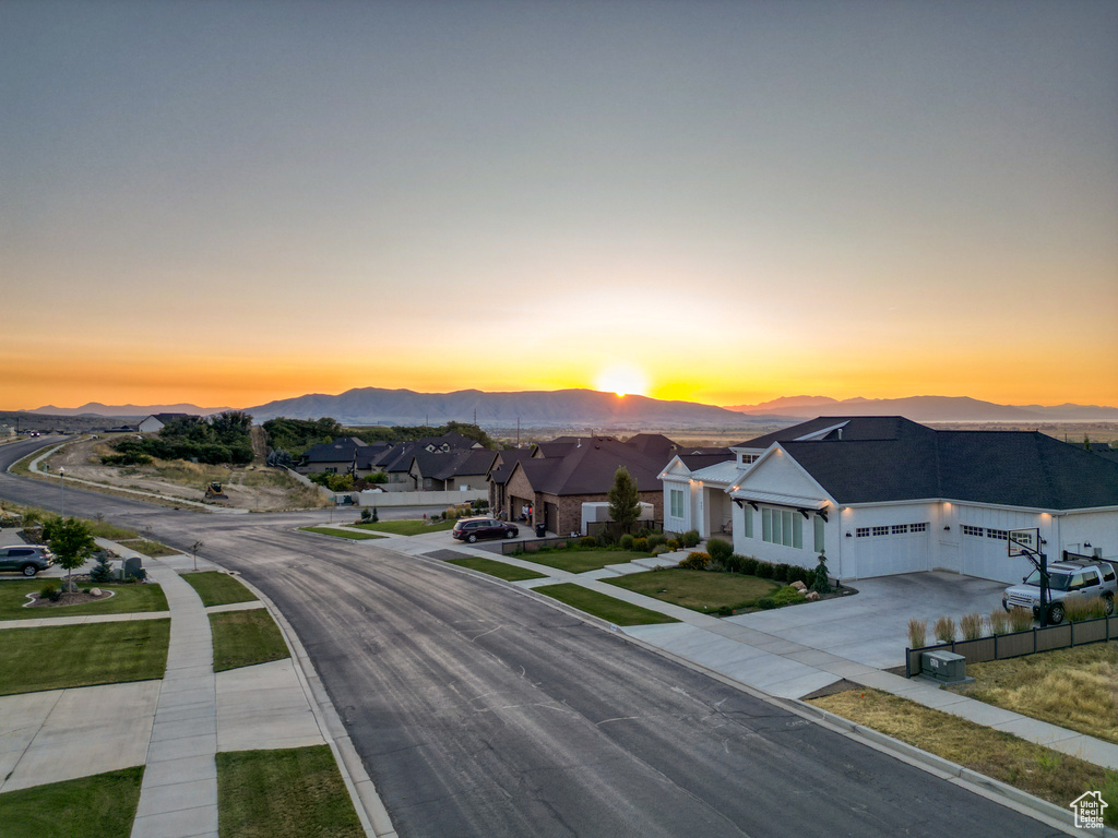 View of mountain background with nearby suburban area