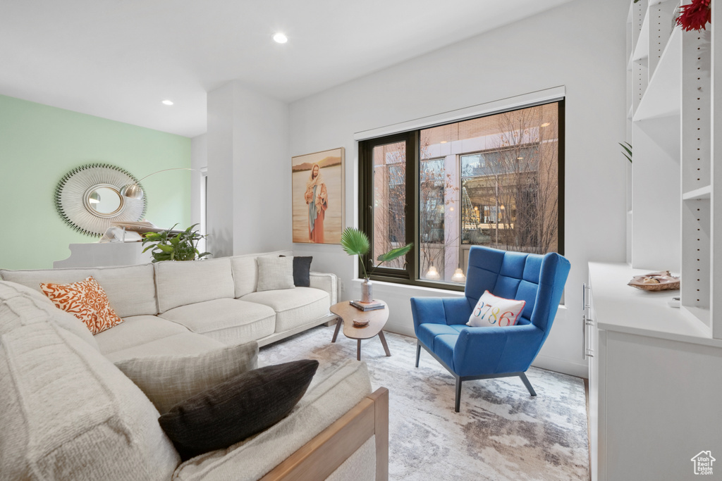Living room featuring recessed lighting