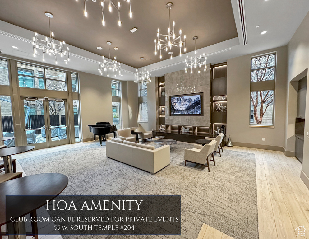 Community lobby featuring recessed lighting