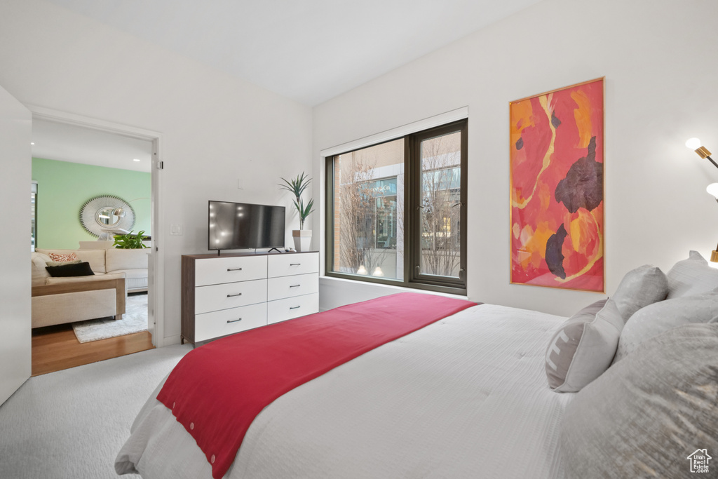 Bedroom featuring carpet
