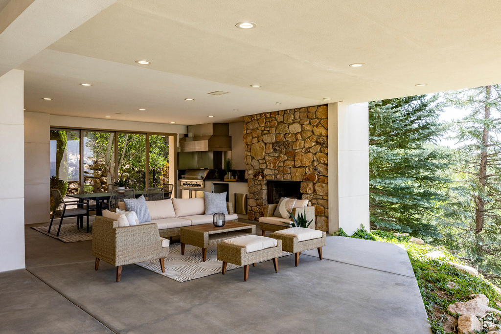 View of patio / terrace featuring area for grilling and an outdoor living space