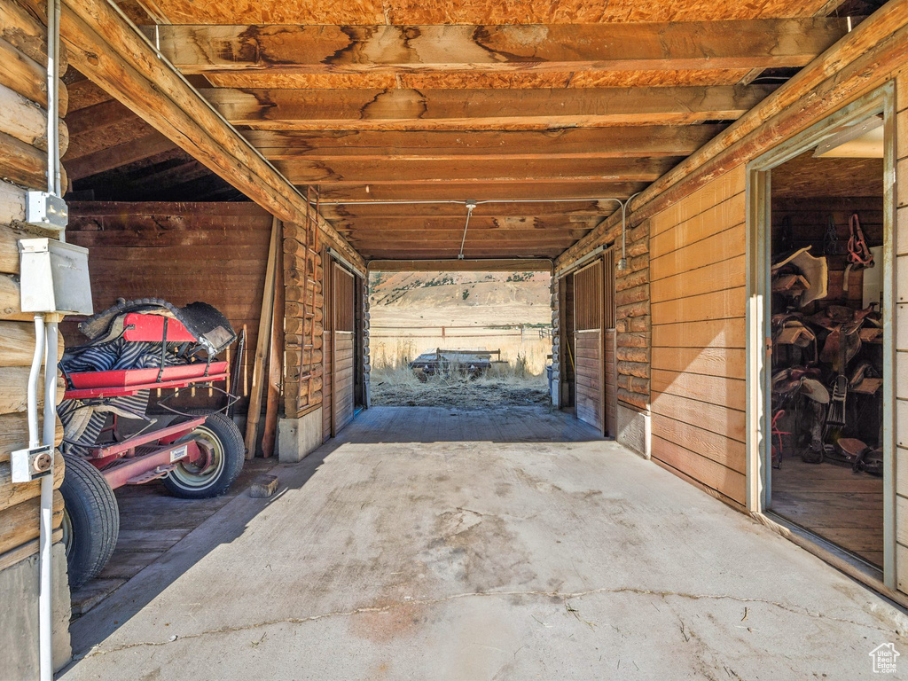 View of horse barn