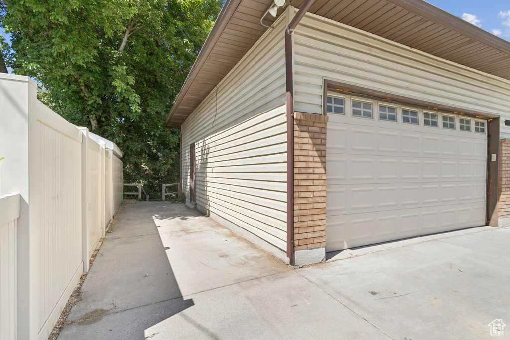 View of detached garage