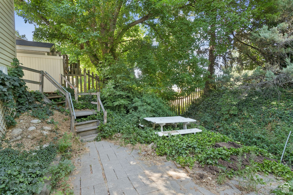 View of yard with stairway