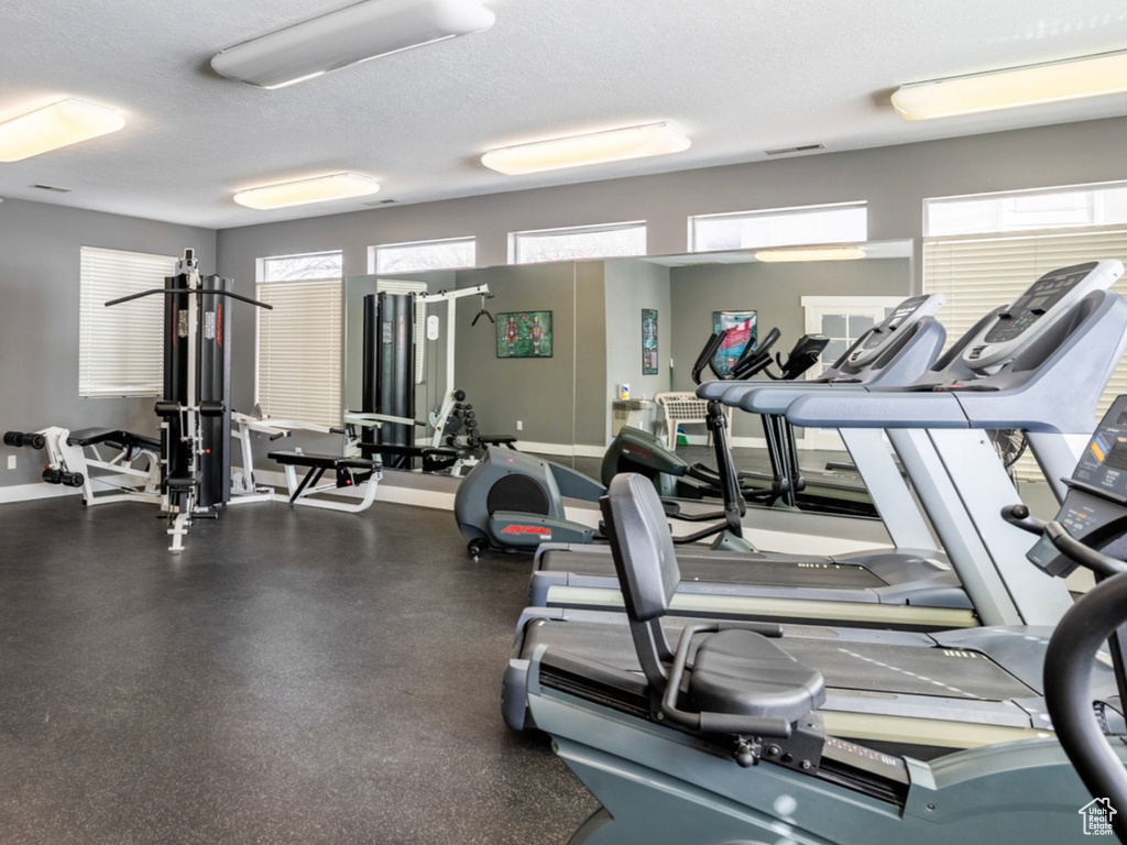 Workout area with baseboards