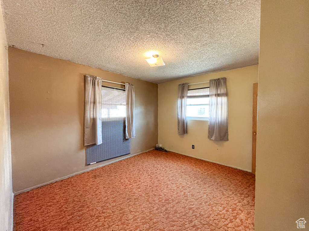 Spare room with carpet and a textured ceiling
