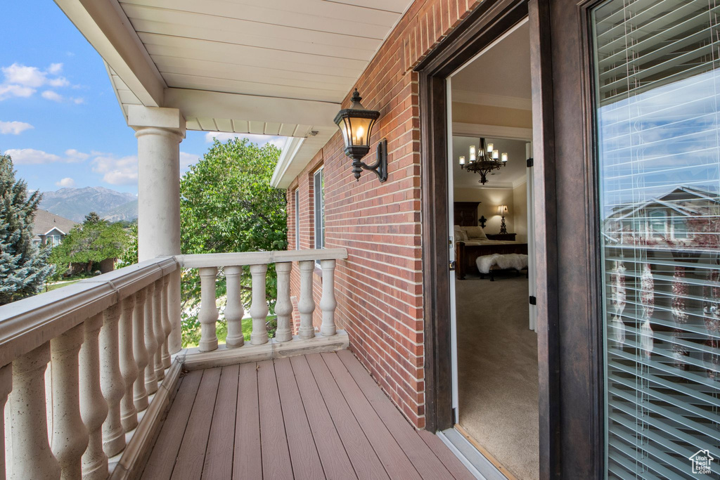 Balcony with a mountain view