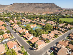 Aerial view of a mountain backdrop