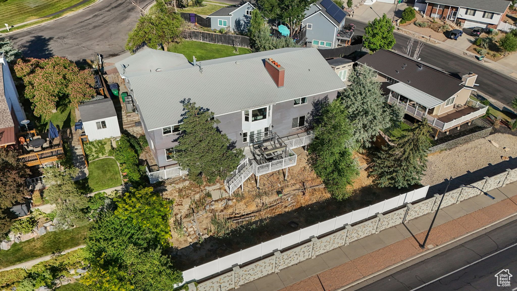 Aerial perspective of suburban area