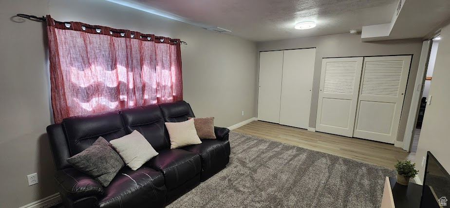 Living room featuring wood finished floors and baseboards