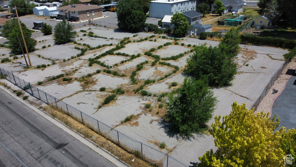 Aerial perspective of suburban area
