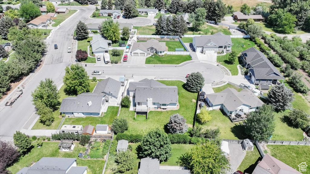 Aerial perspective of suburban area