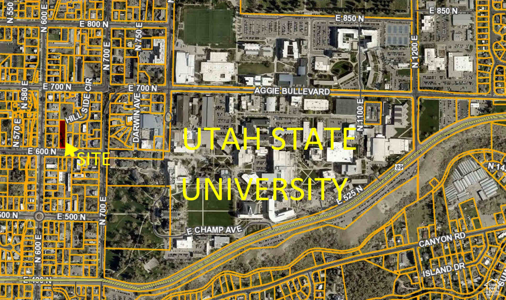 Aerial view of property's location