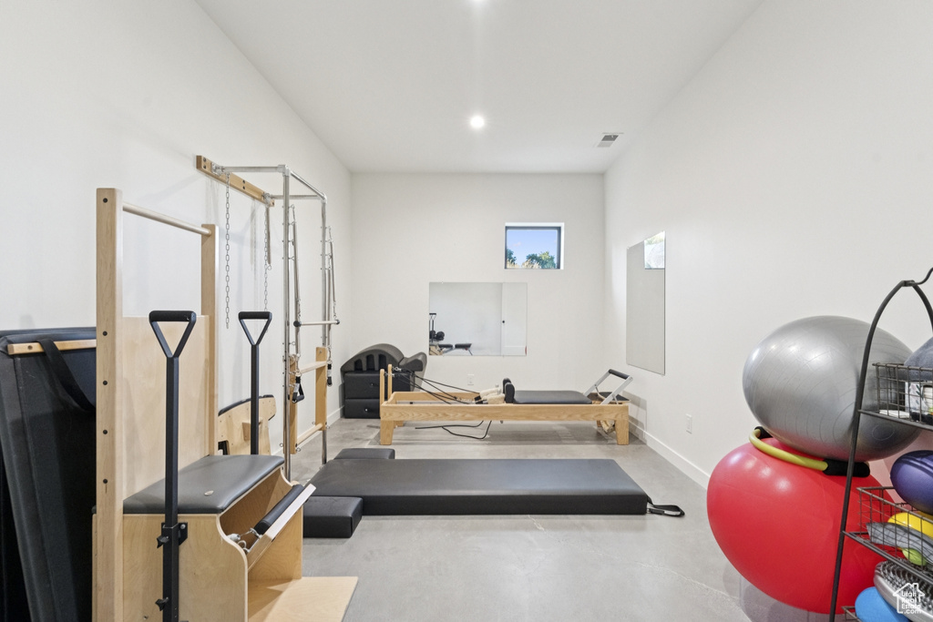 Workout area with baseboards