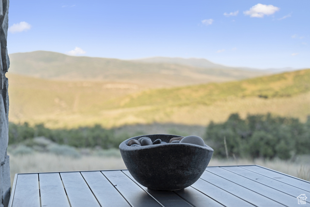 Deck featuring a mountain view