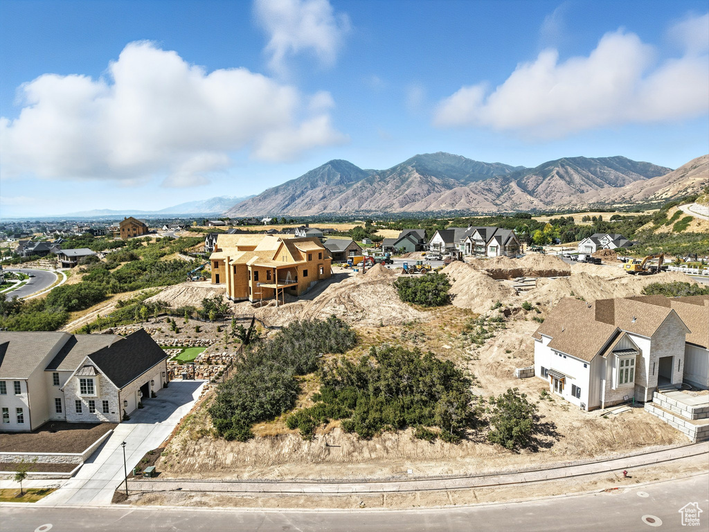 View of mountain background with nearby suburban area