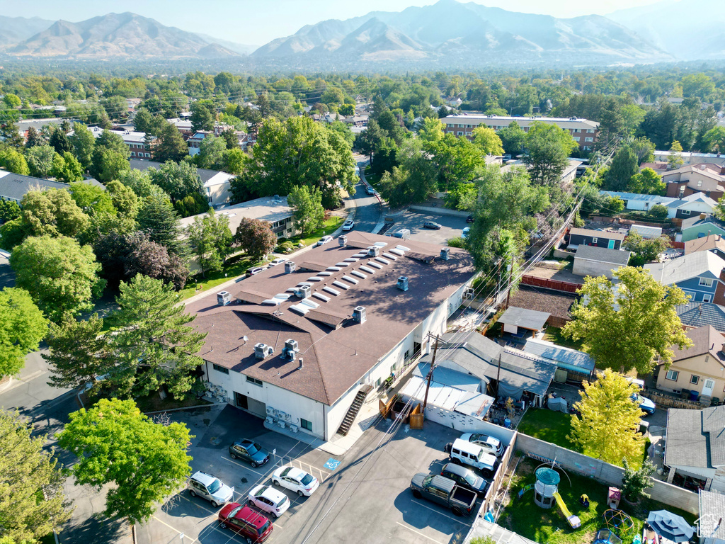 Bird's eye view of a mountain backdrop