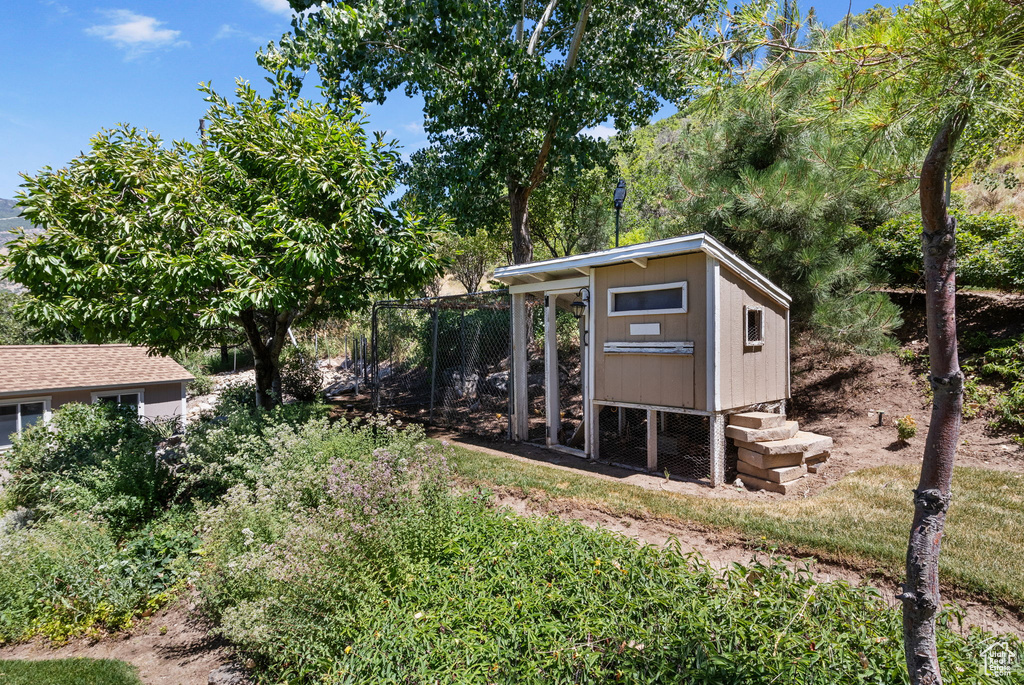View of poultry coop