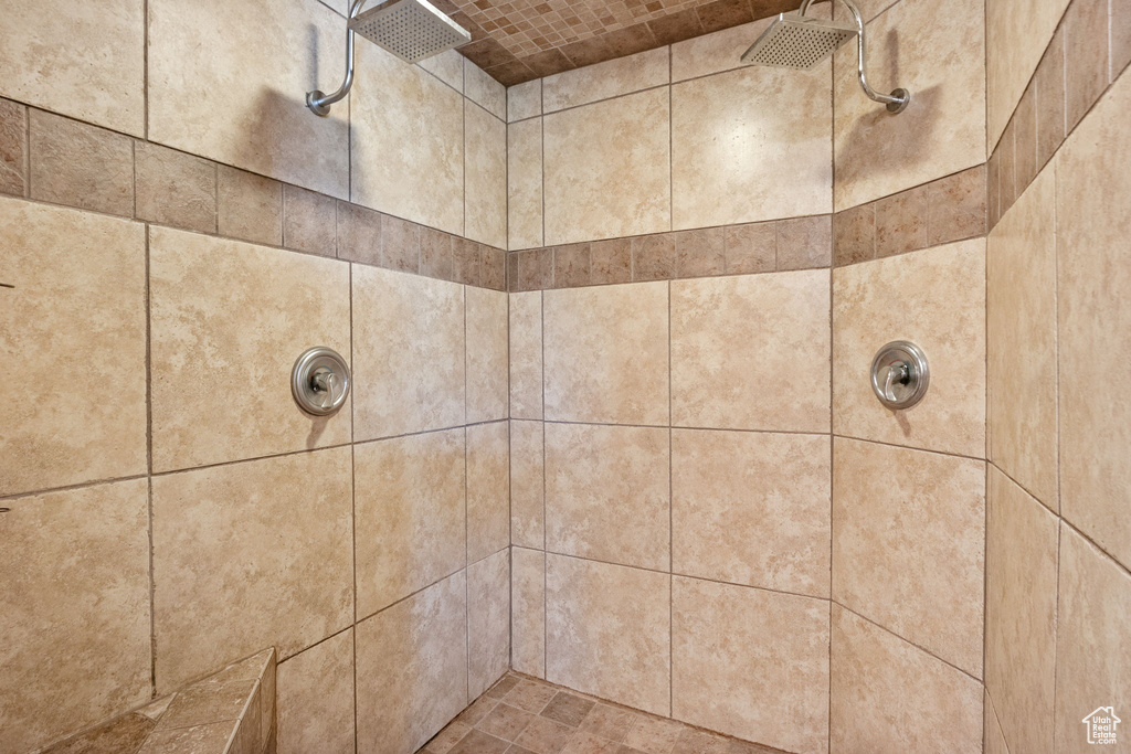 Bathroom view of tiled shower