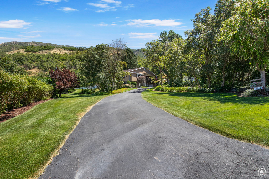 View of front of home featuring a front yard