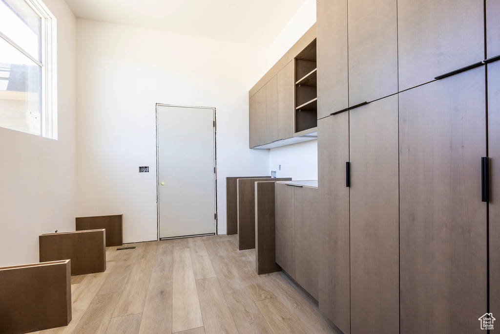 Interior space with light wood-type flooring