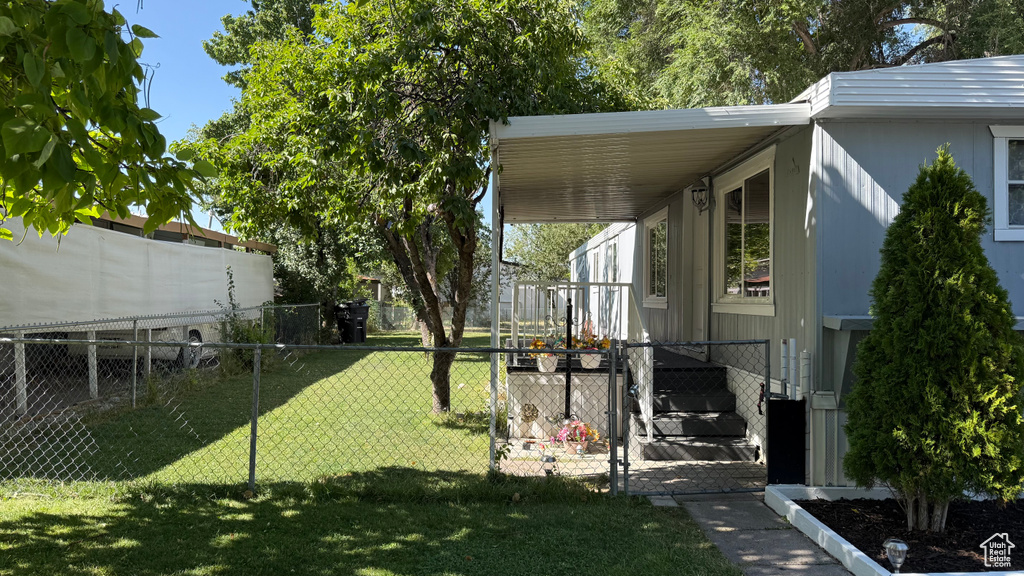 View of fenced backyard