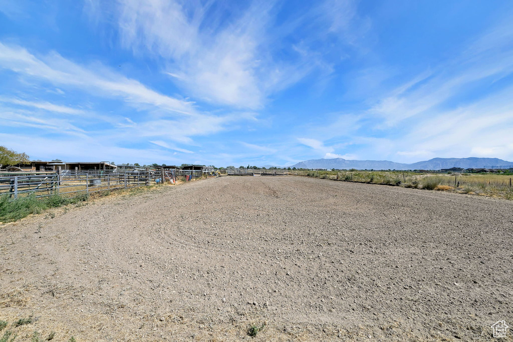 Exterior space featuring a mountain view and a view of countryside