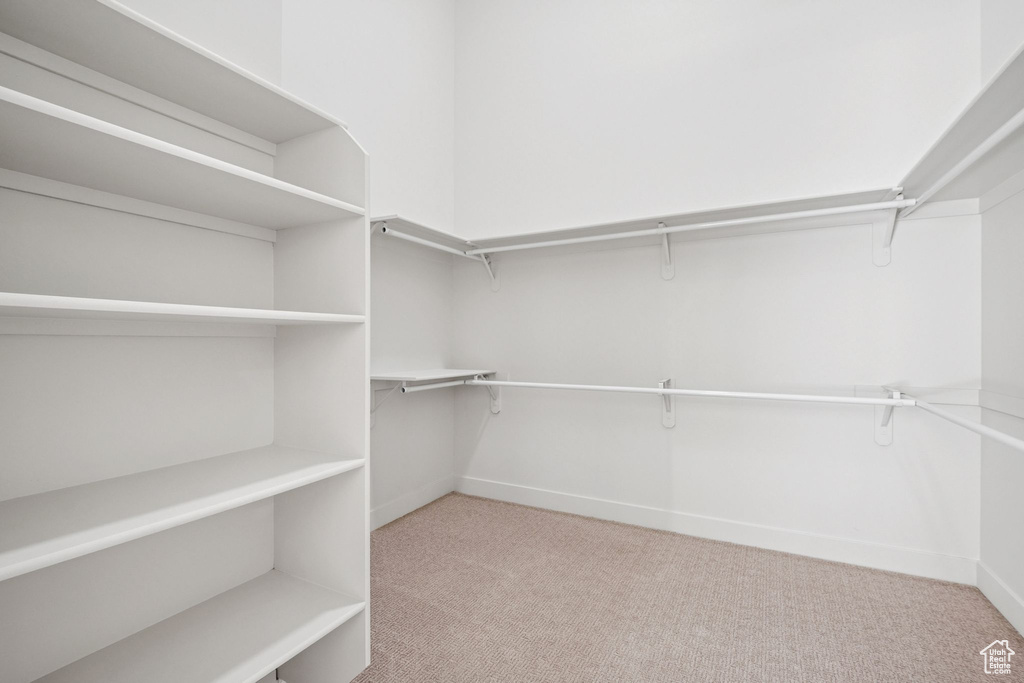 Spacious closet with carpet flooring