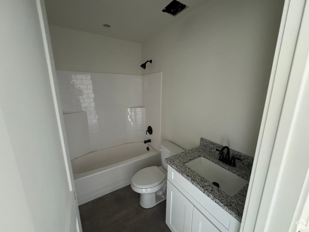 Full bath featuring shower / bathtub combination and vanity