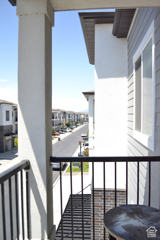 Balcony featuring a residential view