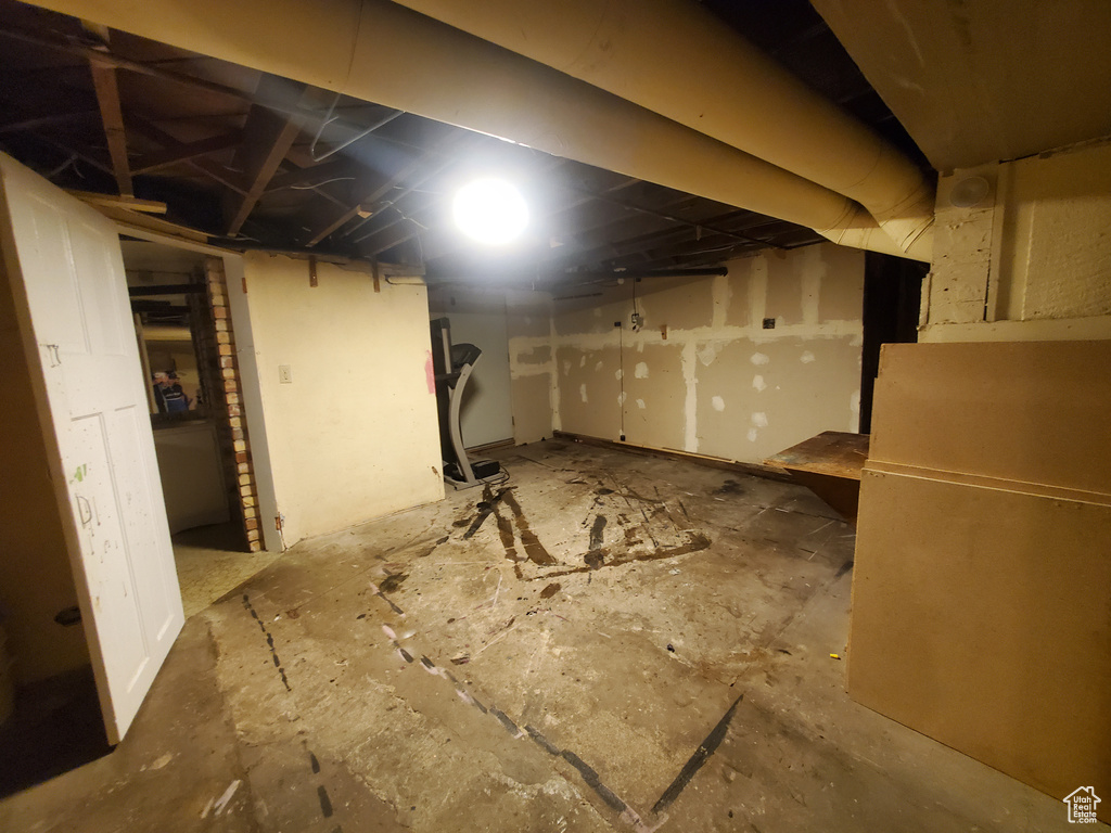View of unfinished basement