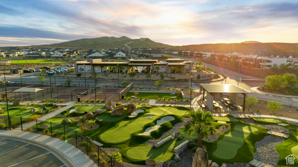 Surrounding community with a mountain view, a residential view, and view of golf course