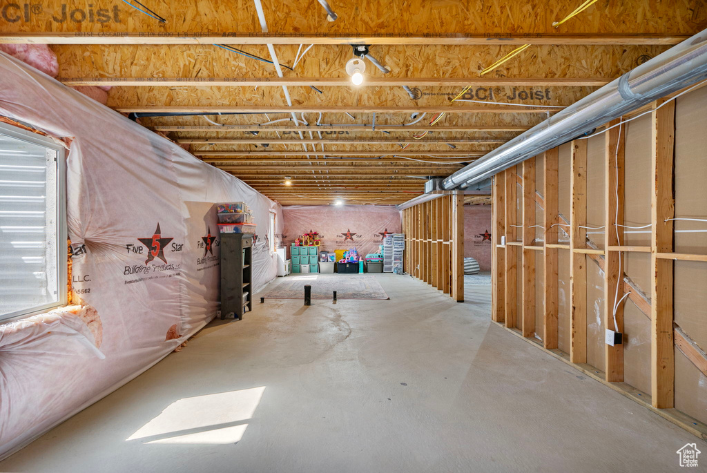 View of unfinished basement
