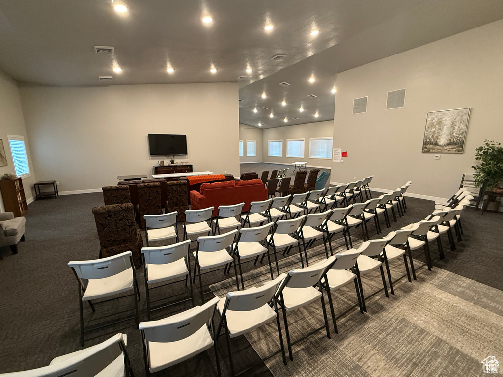 Misc room featuring carpet floors and recessed lighting