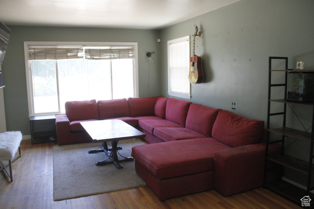 Living room featuring wood finished floors