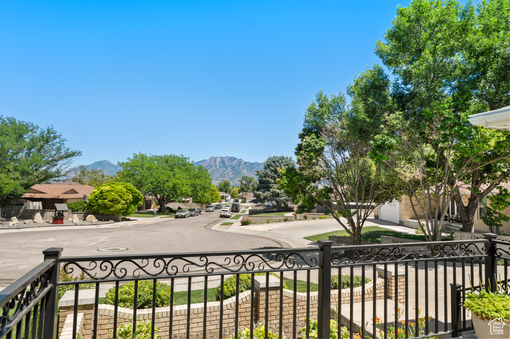Balcony with a mountain view and a residential view