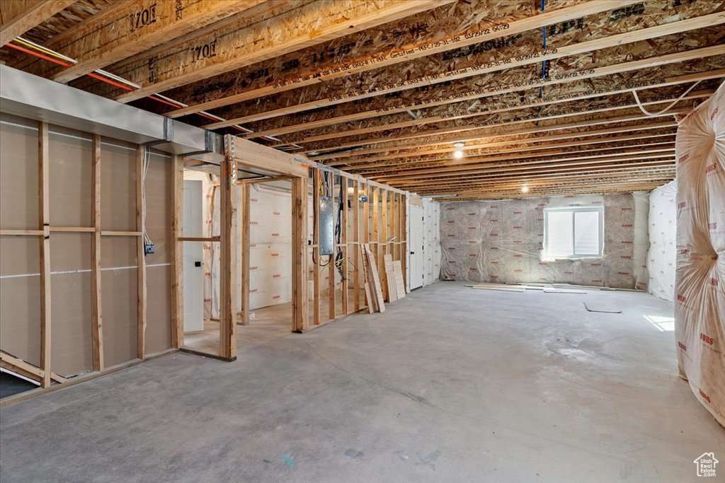 Below grade area with electric panel