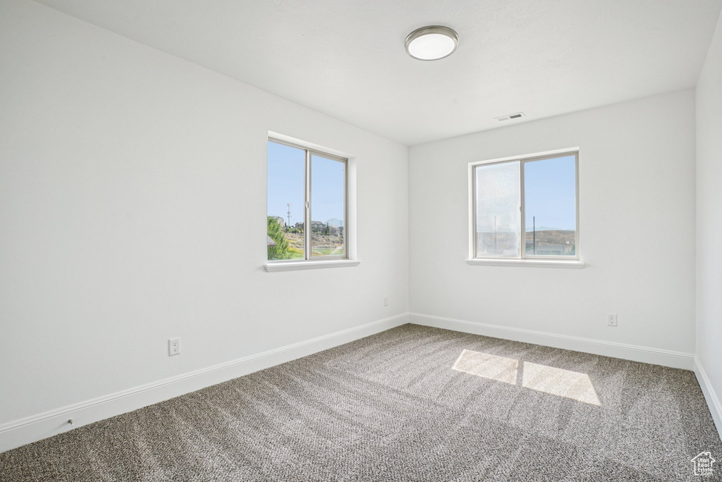 Carpeted spare room featuring plenty of natural light