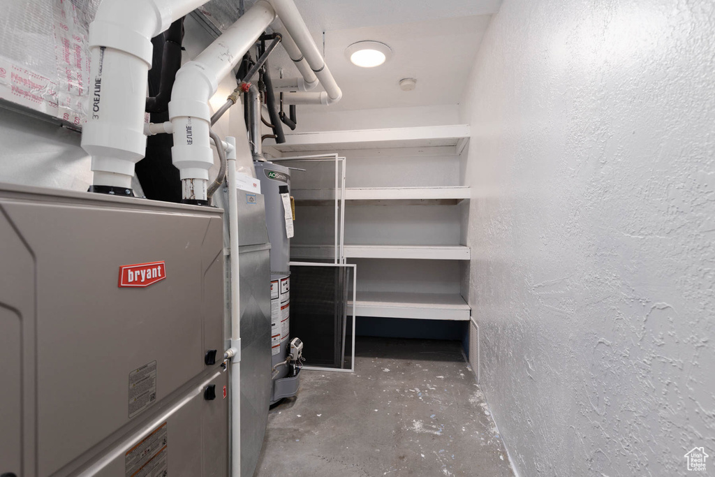 Utilities with heating unit and water heater