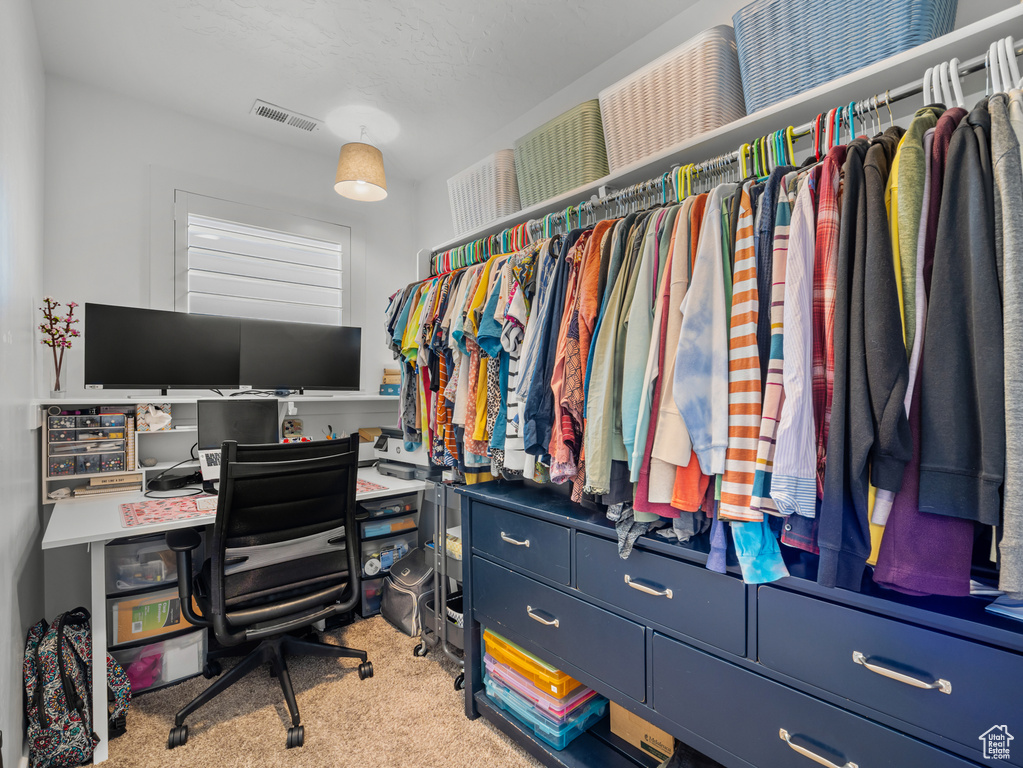 Office area with carpet floors